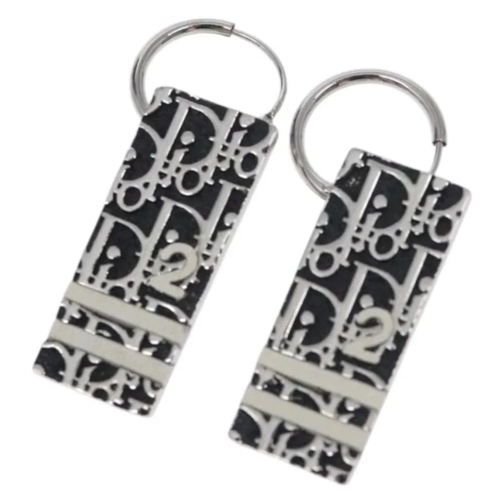Dior Black and Silver Patterned Drop Earrings - Picture 1 of 5